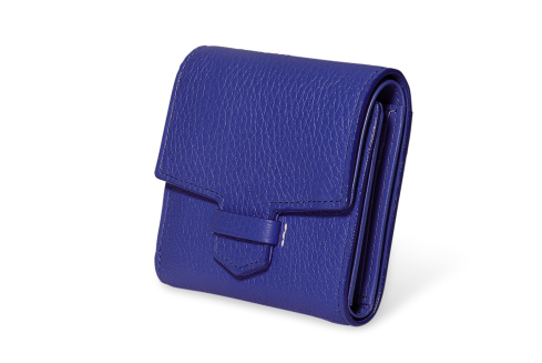 Epoi(エポイ)ラグーンのレディース中BOX二つ折り財布 ブルーの斜め