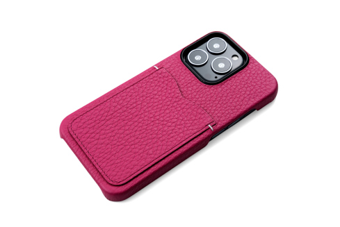Epoi（エポイ）ラグーンのiPhone13Pro背面カバーケース フューシャピンクの斜め